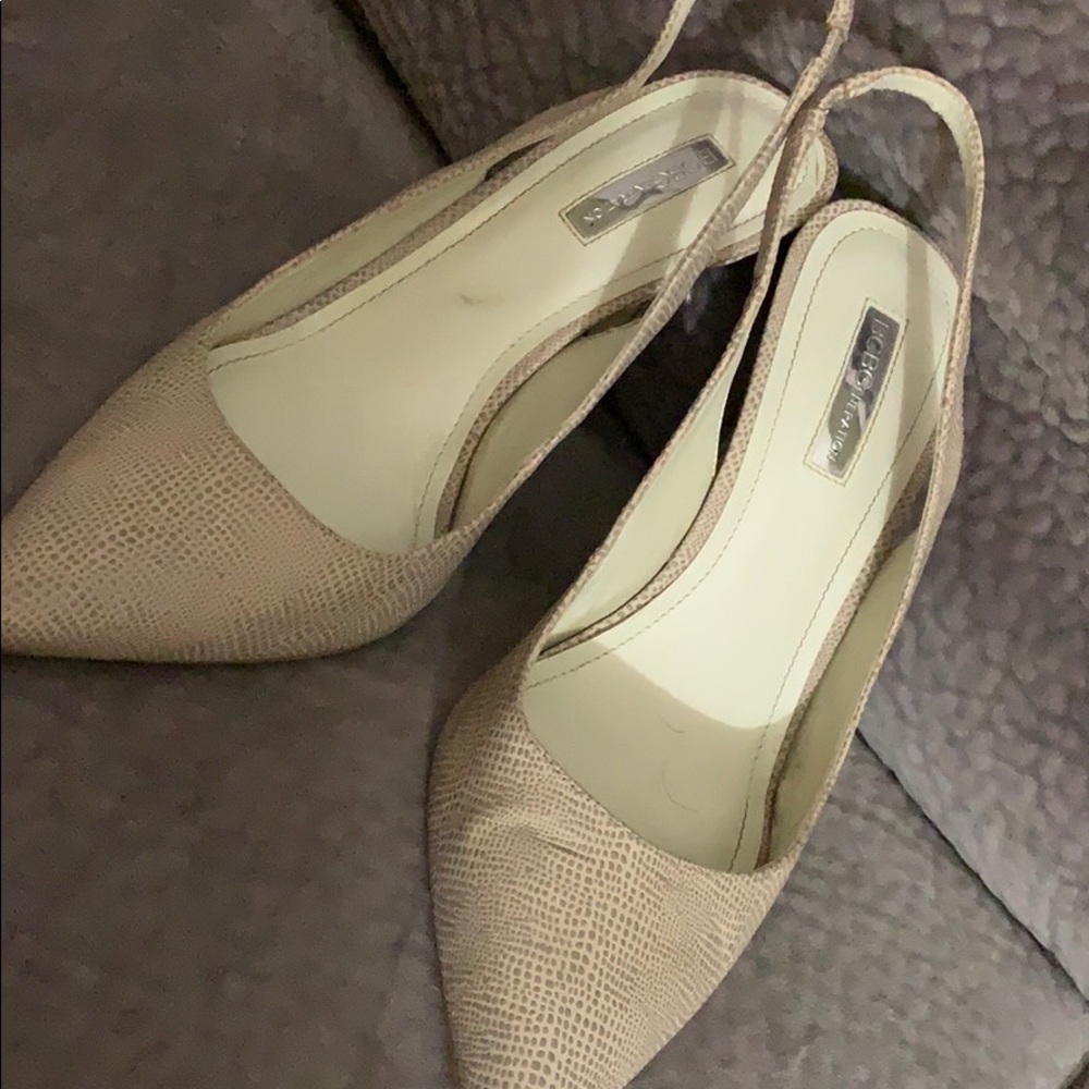Beige sling backs by BCBG